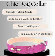 Load image into Gallery viewer, Retro Suede Designer Dog Collar - Bright Pink