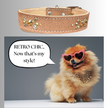 Load image into Gallery viewer, Retro Suede Designer Dog Collar -Brown