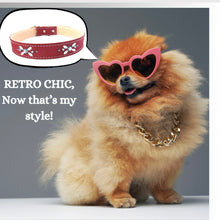 Load image into Gallery viewer, Retro Suede Designer Dog Collar - Retro Red