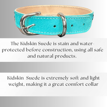 Load image into Gallery viewer, Retro Suede Designer Dog Collar -Turquoise