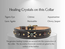 Load image into Gallery viewer, Arthritis & Pain Support - Healing Crystal Collar - Brown Vachetta w/ White Stitching PA102
