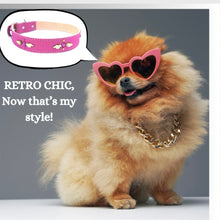 Load image into Gallery viewer, Retro Suede Designer Dog Collar - Bright Pink