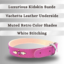 Load image into Gallery viewer, Retro Suede Designer Dog Collar - Bright Pink