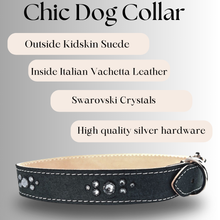 Load image into Gallery viewer, Retro Suede Designer Dog Collar -Faded Black