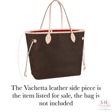 Load image into Gallery viewer, Neverfull Side straps, Light Patina Colored Veg Tanned Leather with red edging and yellow stitching