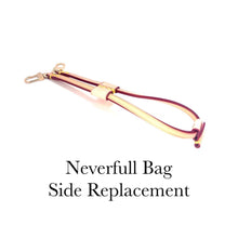 Load image into Gallery viewer, Neverfull Side straps, Light Patina Colored Veg Tanned Leather with red edging and yellow stitching