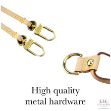 Load image into Gallery viewer, Neverfull Side straps, Light Patina Colored Veg Tanned Leather with red edging and yellow stitching