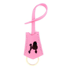 Load image into Gallery viewer, Pink Leather Poodle Key bell, Key Clochette, Accessory, Handmade Leather, Veg Leather, Vachetta, Purse Charm, Keys, Monogram, Key chain