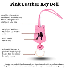Load image into Gallery viewer, Pink Leather Poodle Key bell, Key Clochette, Accessory, Handmade Leather, Veg Leather, Vachetta, Purse Charm, Keys, Monogram, Key chain
