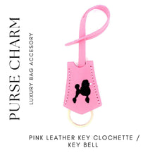 Load image into Gallery viewer, Pink Leather Poodle Key bell, Key Clochette, Accessory, Handmade Leather, Veg Leather, Vachetta, Purse Charm, Keys, Monogram, Key chain