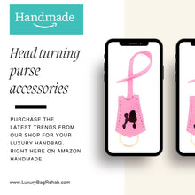 Load image into Gallery viewer, Pink Leather Poodle Key bell, Key Clochette, Accessory, Handmade Leather, Veg Leather, Vachetta, Purse Charm, Keys, Monogram, Key chain