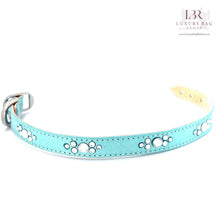 Load image into Gallery viewer, Retro Suede Designer Dog Collar - Tiffany Blue