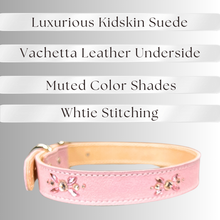 Load image into Gallery viewer, Retro Suede Designer Dog Collar -Light Pink