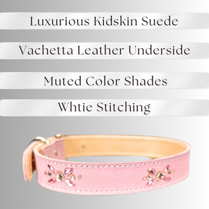 Retro Suede Designer Dog Collar -Light Pink
