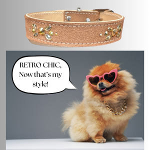 Retro Suede Designer Dog Collar -Brown