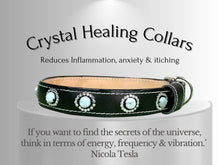 Load image into Gallery viewer, Skin &amp; Allergy Support - Healing Crystal Collar - Black Vachetta W/ Larimar SA102