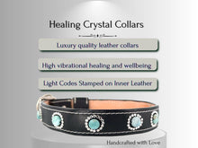 Load image into Gallery viewer, Skin &amp; Allergy Support - Healing Crystal Collar - Black Vachetta W/ Larimar SA102