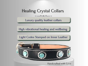Skin & Allergy Support - Healing Crystal Collar - Black Vachetta W/ Larimar SA102