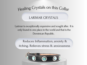 Skin & Allergy Support - Healing Crystal Collar - Black Vachetta W/ Larimar SA102