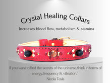 Load image into Gallery viewer, Strength &amp; Vitality Support - Healing Crystal Collars - Red Metallic Leather SV102