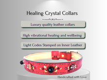 Load image into Gallery viewer, Strength &amp; Vitality Support - Healing Crystal Collars - Red Metallic Leather SV102