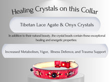Load image into Gallery viewer, Strength &amp; Vitality Support - Healing Crystal Collars - Red Metallic Leather SV102