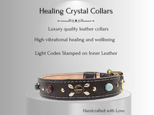 Load image into Gallery viewer, Arthritis &amp; Pain Support - Healing Crystal Collar - Brown Vachetta w/ White Stitching PA102