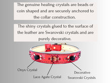 Load image into Gallery viewer, Strength &amp; Vitality Support - Healing Crystal Collars - Red Metallic Leather SV102