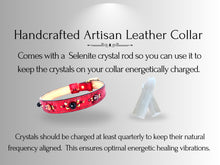 Load image into Gallery viewer, Strength &amp; Vitality Support - Healing Crystal Collars - Red Metallic Leather SV102