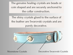 Anxiety & Stress Support - Healing Crystal Collars - Tiffany blue w/ Moonstones AS102