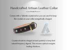 Load image into Gallery viewer, Arthritis &amp; Pain Support - Healing Crystal Collar - Brown Vachetta w/ White Stitching PA102