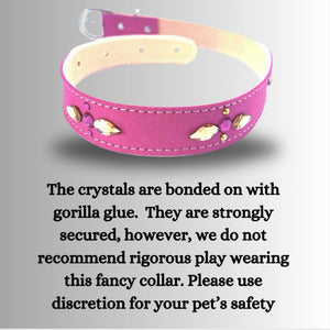 Retro Suede Designer Dog Collar - Bright Pink