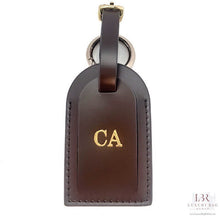 Load image into Gallery viewer, Leather Luggage Tag, Personalized with Custom Initials, Veg leather, Vachetta Handmade, Accessories, Gift for her, handmade keychain,