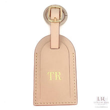Load image into Gallery viewer, Leather Luggage Tag, Personalized with Custom Initials, Veg leather, Vachetta Handmade, Accessories, Gift for her, handmade keychain,