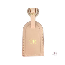 Load image into Gallery viewer, Leather Luggage Tag, Personalized with Custom Initials, Veg leather, Vachetta Handmade, Accessories, Gift for her, handmade keychain,
