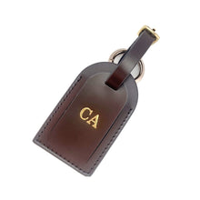 Load image into Gallery viewer, Leather Luggage Tag, Personalized with Custom Initials, Veg leather, Vachetta Handmade, Accessories, Gift for her, handmade keychain,