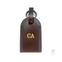 Load image into Gallery viewer, Leather Luggage Tag, Personalized with Custom Initials, Veg leather, Vachetta Handmade, Accessories, Gift for her, handmade keychain,