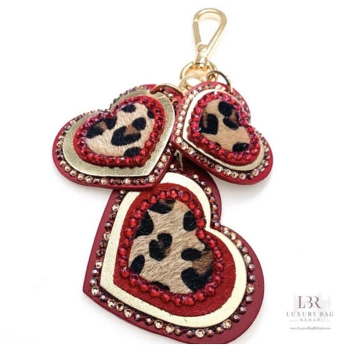 Purse Jewelry Red Vachetta Leather Hearts
