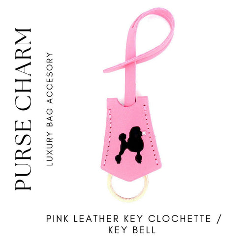 Pink Leather Poodle Key bell, Key Clochette, Accessory, Handmade Leather, Veg Leather, Vachetta, Purse Charm, Keys, Monogram, Key chain
