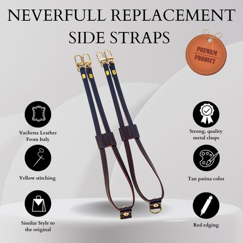 Neverfull Side straps, Brown to match Damier Ebene. Handmade item. Not branded. 100% Geniune Brown Vachetta Leather.