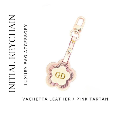 Initial Key Charm, Personalized with Custom Initials, Veg leather, Vachetta Handmade, Accessories, Gift for her, handmade keychain,