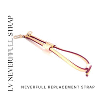 Load image into Gallery viewer, Neverfull Side straps, Light Patina Colored Veg Tanned Leather with red edging and yellow stitching