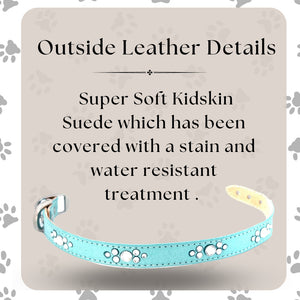 Retro Suede Designer Dog Collar - Tiffany Blue